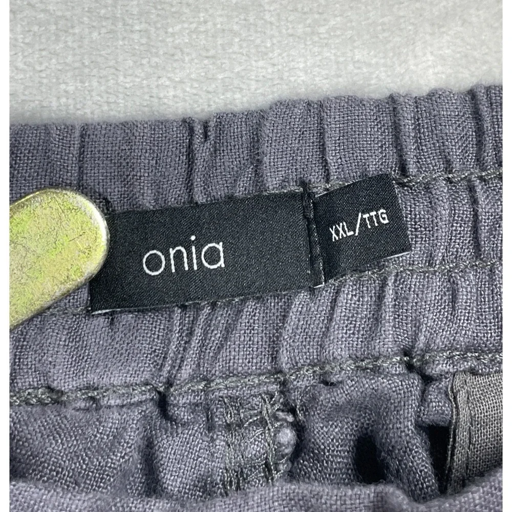 Onia Linen Pants Men XXL Gray Drawstring Elastic Waist Casual Beach Lightweight